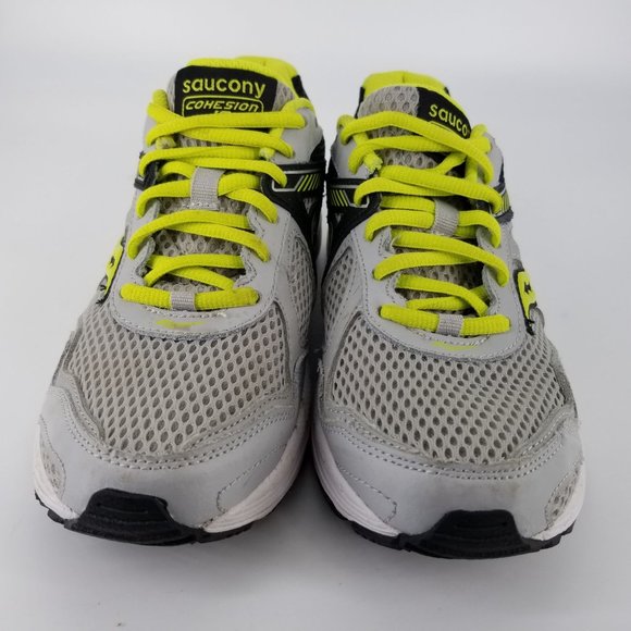 Saucony Running Walking Shoes Leather Mesh 4.50 Boys Cohesion Green Grey Black - Picture 4 of 13